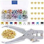 Lot de 300 ?illets en mtal 10 couleurs 095 cm et 1 pince perforatrice  ?illets avec 100 ?illets dors ...