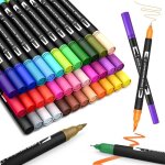 Lot de 36 feutres pinceaux aquarelle avec deux pointes marqueurs  base deau convient pour le dessin ...
