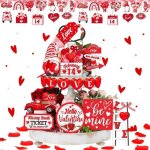 Lot de 39 d�corations de saint - valentin en bois pour la saint valentin les d�corations suspendues avec ...
