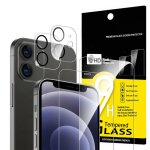 Lot de 4 2 x verre tremp� pour iphone 12 mini et 2 x protection ecran cam�ra arri�re - sans bulles dair ...