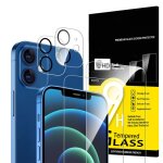 Lot de 4 2 x verre tremp� pour iphone 12 et 2 x protection ecran cam�ra arri�re - sans bulles dair - ...