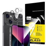 Lot de 4 2 x verre tremp� pour iphone 13 mini et 2 x protection ecran cam�ra arri�re - sans bulles dair ...