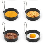 Lot de 4 anneaux  ?ufs en acier inoxydable moule  ?ufs au plat ?uf poch rond pour ?ufs au plat rouleaux ...