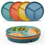 Lot de 4 assiette plate 3 compartiment - sans bpa - incassable - rutilisables - 23cm assiettes divises ...
