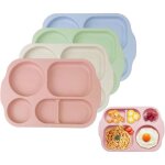 Lot de 4 assiette plate 5 compartimen pour enfants adultes - assiettes divis�es sans bpa - r�utilisables ...