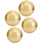 Lot de 4 balles de golf portables de haute qualité plaquées or double couche balle de golf Lot de 4 balles de golf portables de haute qualité plaquées or double couche balle de golf