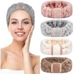 Lot de 4 bandeaux rglables pour laver le visage maquillage spa serviette pour filles et femmes.