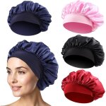 Lot de 4 bonnets en soie pour dormir bonnet de nuit en soie douce et satin pour femme bonnet en soie ...