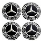 Lot 4 cache moyeu 75mm pour mercedes logo emblme jante centre de roue noir