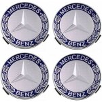 Lot de 4 cache - moyeux compatibles avec mercedes benz 75 mm - bleu label Lot de 4 cache - moyeux compatibles avec mercedes benz 75 mm - bleu label