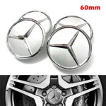 Lot de 4 cache moyeu 60mm de roue full silver modifis pour jante mercedes - logo mercedes benz