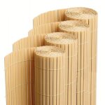 Lot de 4 canisses brise vue en pvc tube platcl�ture protection pour jardin terasse balcon coloris naturel ...