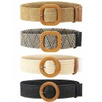 Lot de 4 ceintures lastiques en paille tisse extensible pour femme ceinture fine pour robe boucle en ...