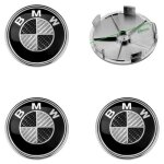 Lot de 4 centre de roue cache moyeu remplacement pour bmw 68mm (carbon fiber noir et blanc)