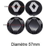 Lot de 4 centre de roue cache moyeu remplacement pour renault 57mm?noir?