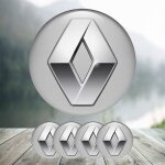 Lot de 4 centre de roue cache moyeu remplacement pour renault 60mm argent