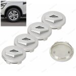 Lot de 4 centre de roue cache moyeu remplacement pour renault 60mm argent