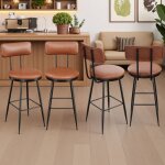 Lot de 4 chaises de bar design moderne si�ge en cuir pu cadre en m�tal brun pour bar cuisine restaurant ...