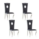 Lot de 4 chaises baroque royal chrome simili cuir noir Lot de 4 chaises baroque royal chrome simili cuir noir