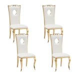 Lot de 4 chaises baroque royal gold simili blanc