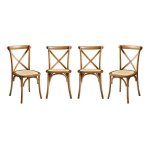 Lot de 4 chaises de bistrot en bois dhva effet noyer. vintage. assise en rotin. empilables