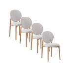 Lot de 4 chaises en bois de ch�ne tapiss�es en blanc - 11677