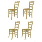 Chaises en bois de htre - lot de 4 - assise en paille - structure naturelle - design contemporain
