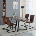 Lot de 4 chaises cantilever en simili - cuir - marron - confort ergonomique - facile a nettoyer - salle ...