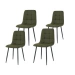 Lot de 4 chaises cleo en tissu coloris vert pour cuisine ou salle � manger pieds en m�tal noir