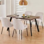 Lot de 4 chaise basse 51 cm - tissu coton / lin beige dossier haut 38 cm sans accoudoirs - ainpecca