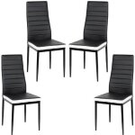 Lot de 4 chaises contemporaines en simili cuir noir et blanc - 42 * 48 * 98cm