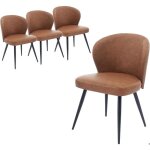 Lot de 4 chaise de cuisine - fauteuils de salle  manger industriels sans accoudoirs en pu - marron