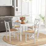 Lot de 4 chaises design style maison de campagne cadre blanc ? parfaites pour salle � manger cuisine ...