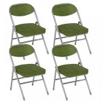 Lot de 4 chaises � dossier pliant - chaises de salle � manger - 46x41x80. 3cm - vert olive - quiienclee ...