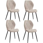 Lot de 4 chaises - dowisdoly - chaise de salle à manger en lin vintage - beige - pieds en métal - ergonomique ... Lot de 4 chaises - dowisdoly - chaise de salle à manger en lin vintage - beige - pieds en métal - ergonomique ...