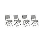 Lot de 4 chaises de jardin pliante m�tal modula galet / graphite - hesperide