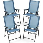 Lot de 4 chaises de jardin pliantesgiantex - dossier haut et accoudoirs - cadre métallique - résistant ... Lot de 4 chaises de jardin pliantesgiantex - dossier haut et accoudoirs - cadre métallique - résistant ...
