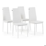 Lot de 4 chaises lidia rembourres en simili cuir avec dossier haut pour cuisine ou salle  manger (blanc) ...