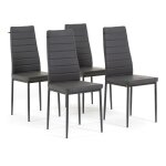 Lot de 4 chaises lidia rembourres en simili cuir avec dossier haut pour cuisine ou salle  manger (gris ...