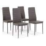 Lot de 4 chaises lidia rembourr�es en simili cuir avec dossier haut pour cuisine ou salle � manger (gris ...