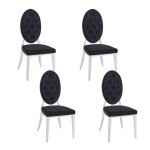 Lot de 4 chaises medaillon capitonnes velours noir
