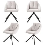 Lot de 4 chaise moderne en velours beige chaise de salle � manger pivotante �l�gante et confortable tissu ...