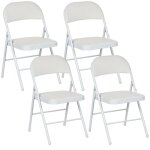 Lot de 4 chaises pliantes homcom chaises de salle à manger portables avec coussin en revêtement synthétique ... Lot de 4 chaises pliantes homcom chaises de salle à manger portables avec coussin en revêtement synthétique ...
