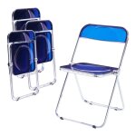 Lot de 4 chaises pliantes pornainen 74 x 46 x 47 cm bleu fonc� x000d