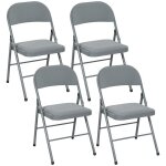Lot de 4 chaises pliantes et portables int�rieur avec assises et dossiers rembourr�s en velours cadre ...