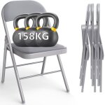 Lot de 4 chaises pliantes rembourr�es capacit� de charge jusqu� 158 kgn le bureau le jardin le balcon ...