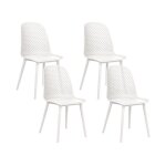Lot de 4 chaises de salle � manger blanches emory