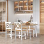 Lot de 4 chaises de salle � manger en bois massif chaise de cuisine esprit campagne dossier crois� blanc ...