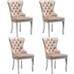 Lot de 4 chaises de salle À manger capitonnée en velourschaise de salon pieds de support en métal garniture ... Lot de 4 chaises de salle À manger capitonnée en velourschaise de salon pieds de support en métal garniture ...