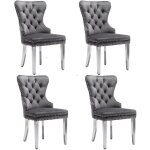 Lot de 4 chaises de salle À manger capitonnée en velours chaise de salon pieds de support en métal garniture ... Lot de 4 chaises de salle À manger capitonnée en velours chaise de salon pieds de support en métal garniture ...